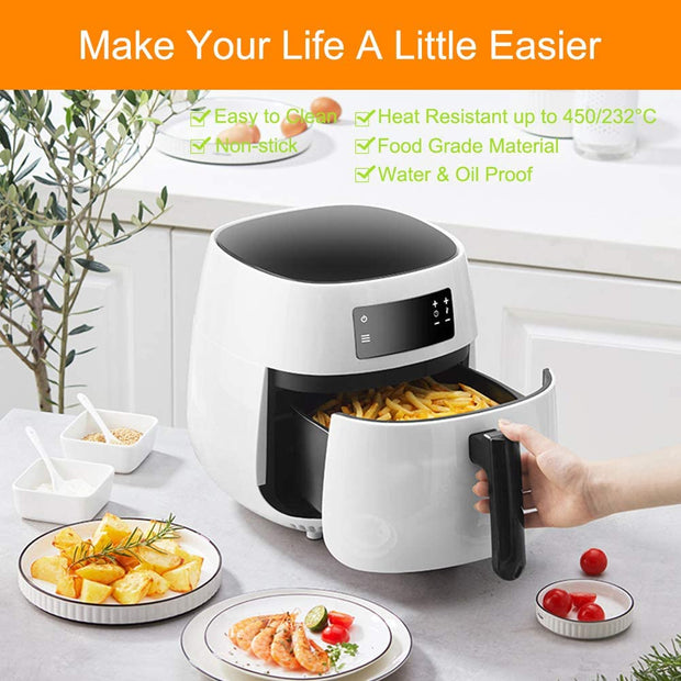 Set of 200, 8.5 Inch Square Liners/Steaming /Perforated Parchment Paper for Air Fryer, Steaming Basket and More